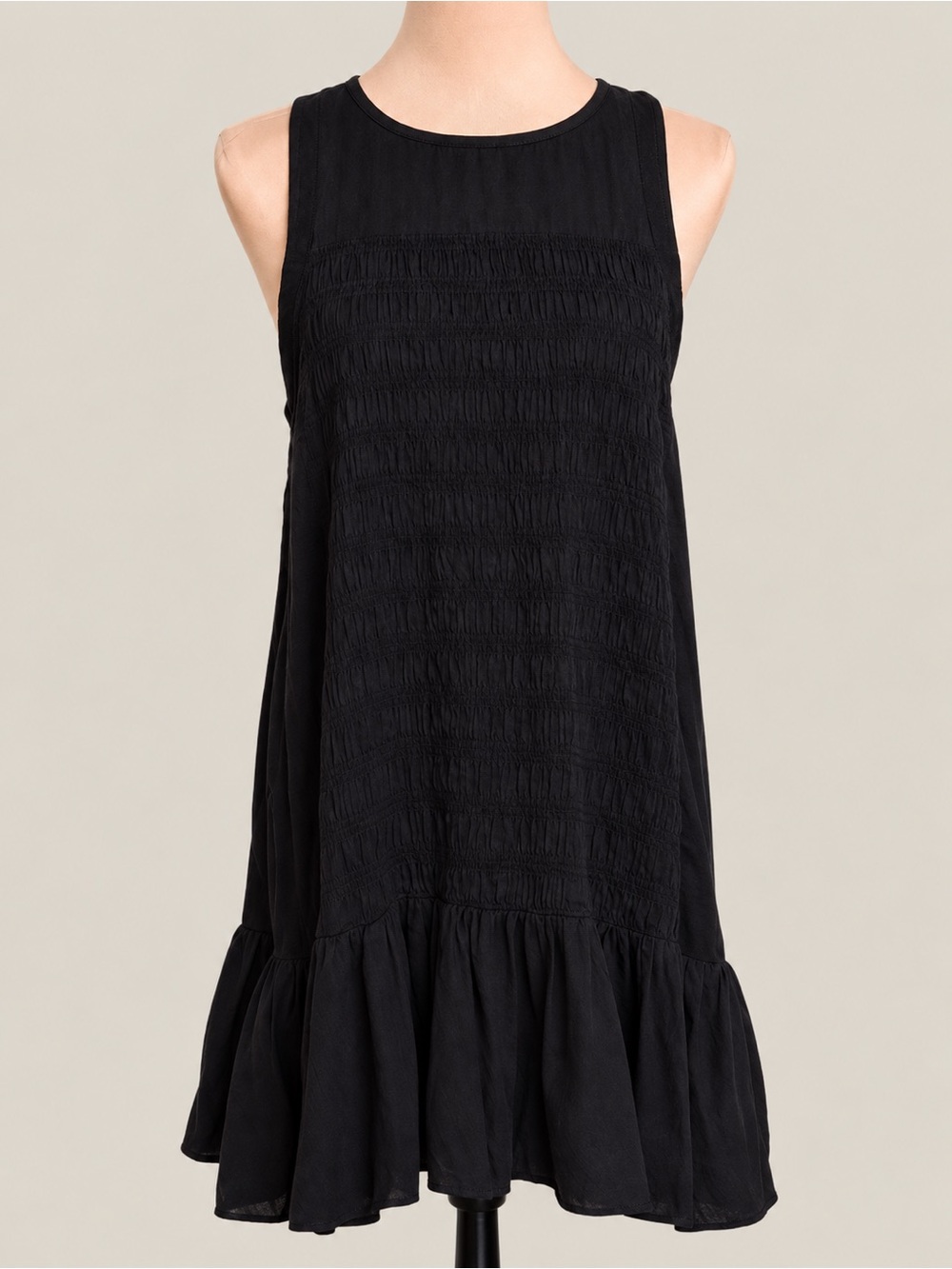 Daily Practice Black Babydoll Dress Smocked Mini Flowy Size M